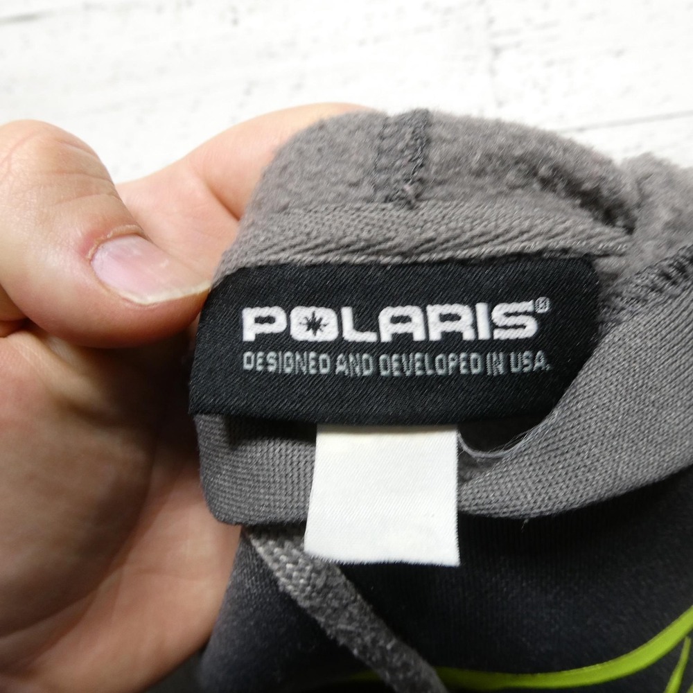 Polaris Hoodie Sweatshirt Mens XL Gray Logo Graphic Fleece Kangaroo Pullover - Picture 5 of 11